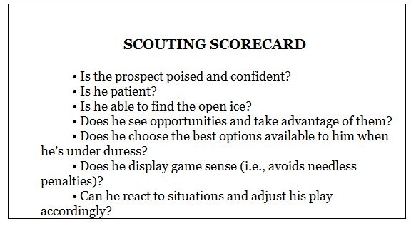 Hockey Sense scorecard